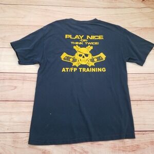 AT/FP Training T-Shirt Play Nice Think Twice Skull Guns Graphic Ammo Military‎